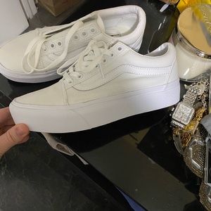Womens white platform vans